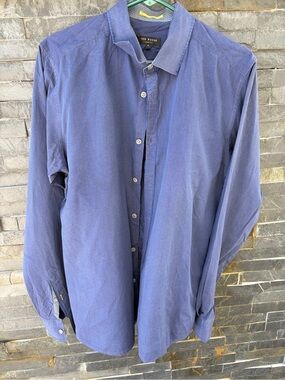 Ted Baker Men's Indigo Blue Long-Sleeve Button Down Shirt